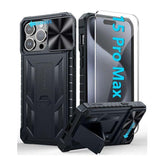 iPhone 15 Pro Max Phone Cover with Bulit-in Kickstand Black